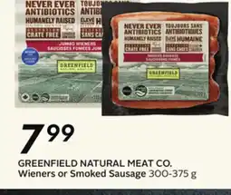 Sobeys GREENFIELD NATURAL MEAT CO. Wieners or Smoked Sausage offer