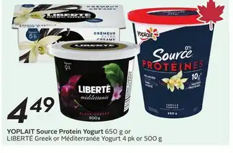 Sobeys YOPLAIT Source Protein Yogurt offer