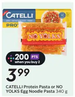 Sobeys CATELLI Protein Pasta or NO YOLKS Egg Noodle Pasta offer