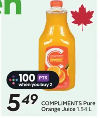 Sobeys COMPLIMENTS Pure Orange Juice offer