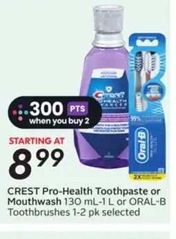 Sobeys CREST Pro-Health Toothpaste or Mouthwash offer