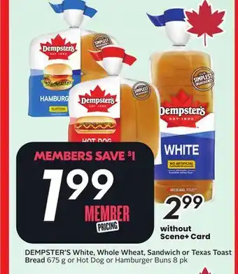 Sobeys DEMPSTER'S White, Whole Wheat, Sandwich or Texas Toast Bread offer