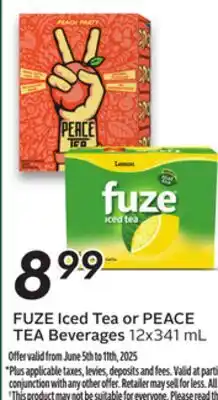 Sobeys FUZE Iced Tea or PEACE TEA Beverages offer