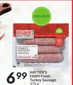Sobeys HAYTER'S FARM Fresh Turkey Sausage offer