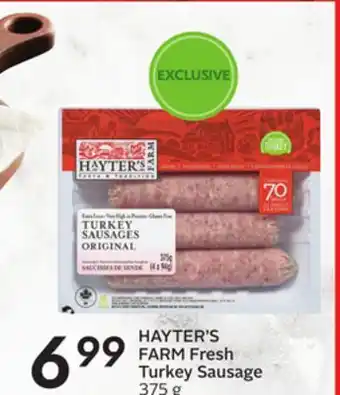Sobeys HAYTER'S FARM Fresh Turkey Sausage offer
