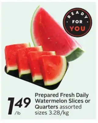 Sobeys Prepared Fresh Daily Watermelon Slices or Quarters offer