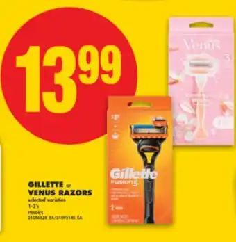 No Frills GILLETTE or VENUS RAZORS, 1-2' s offer