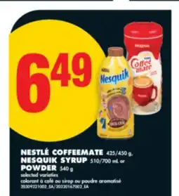 No Frills NESTLÉ COFFEEMATE 425/450 g, NESQUIK SYRUP 510/700 mL or POWDER 540 g offer