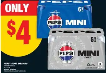 No Frills PEPSI SOFT DRINKS, 6x222 ML offer