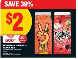 No Frills FRUITOPIA DRINKS or PEACH TEA, 1.75 L offer