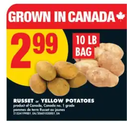 No Frills RUSSET or YELLOW POTATOES offer