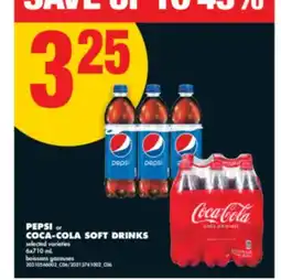No Frills PEPSI OR COCA-COLA SOFT DRINKS, 6x710 mL offer
