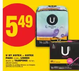 No Frills U BY KOTEX or KOTEX PADS, 12-24'S, LINERS, 40-64'S OR TAMPONS, 15/16'S offer
