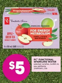 No Frills PC FUNCTIONAL SPARKLING WATER, 6x355 mL offer