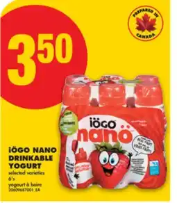 No Frills iÖGO NANO DRINKABLE YOGURT, 6's offer
