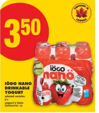 No Frills iÖGO NANO DRINKABLE YOGURT, 6's offer