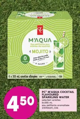 No Frills PC M'AQUA COCKTAIL FLAVOURED SPARKLING WATER, 6x355 mL offer
