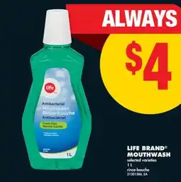 No Frills LIFE BRAND MOUTHWASH, 1 L offer