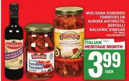 Food Basics MOLISANA SUNDRIED TOMATOES OR AURORA ANTIPASTO, BERTOLLI BALSAMIC VINEGAR offer