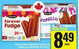 Food Basics SELECTION FOREVER FUDGE OR VANILLA SURPRISE ICE POPS offer