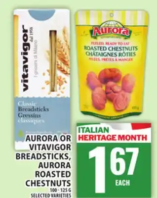 Food Basics AURORA OR VITAVIGOR BREADSTICKS, AURORA ROASTED CHESTNUTS offer