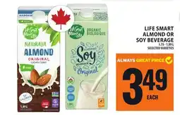 Food Basics LIFE SMART ALMOND OR SOY BEVERAGE offer