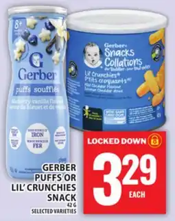 Food Basics GERBER PUFFS OR LIL' CRUNCHIES SNACK offer
