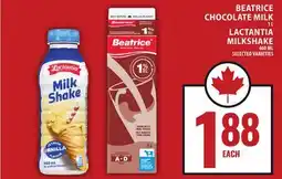 Food Basics BEATRICE CHOCOLATE MILK OR LACTANTIA MILKSHAKE offer
