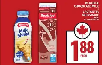 Food Basics BEATRICE CHOCOLATE MILK OR LACTANTIA MILKSHAKE offer