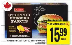 Food Basics IRRESISTIBLES STUFFED BEEF BURGERS offer