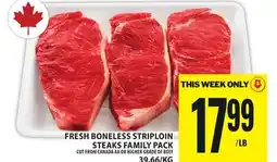 Food Basics FRESH BONELESS STRIPLOIN STEAKS FAMILY PACK offer