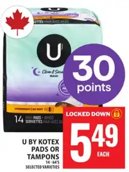 Food Basics U BY KOTEX PADS OR TAMPONS offer