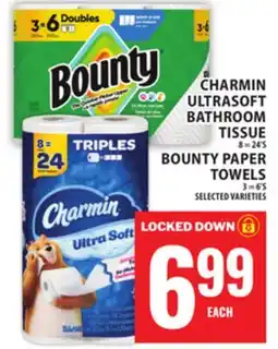 Food Basics CHARMIN ULTRASOFT BATHROOM TISSUE OR BOUNTY PAPER TOWELS offer