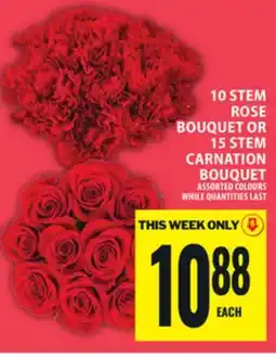 Food Basics ROSE BOUQUET OR 15 STEM CARNATION BOUQUET offer