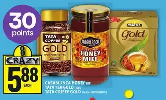 Food Basics CASABLANCA HONEY 1 KG TATA TEA GOLD 450 G TATA COFFEE GOLD 100 G offer