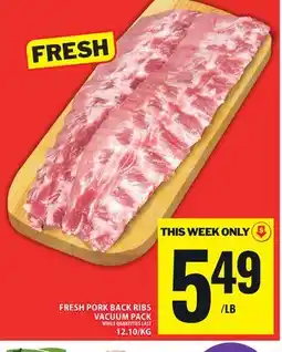 Food Basics FRESH PORK BACK RIBS VACUUM PACK offer