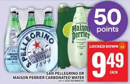 Food Basics SAN PELLEGRINO OR MAISON PERRIER CARBONATED WATER offer