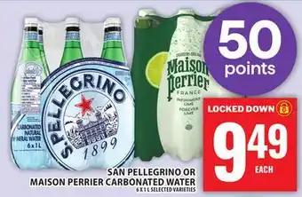 Food Basics SAN PELLEGRINO OR MAISON PERRIER CARBONATED WATER offer