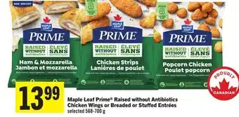 Foodland Maple Leaf Prime Raised without Antibiotics Chicken Wings or Breaded or Stuffed Entrées offer