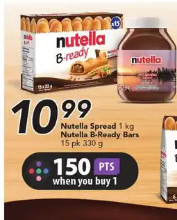 Foodland Nutella Spreads 1 kg Nutella B-Ready Bars 15 pk 330 g offer