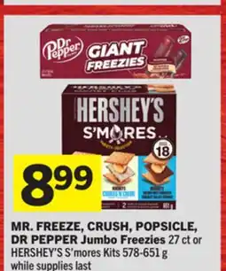 Foodland MR. FREEZE, CRUSH, POPSICLE, DR PEPPER Jumbo Freezies offer