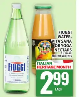 Food Basics FIUGGI WATER, VITA SANA OR YOGA NECTARS offer