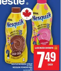 Food Basics NESTLÉ NESQUIK SYRUP OR NESQUIK POWDER MIX offer