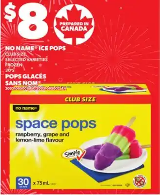 Independent Grocer NO NAME ICE POPS CLUB SIZE, 30'S offer