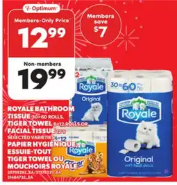 Independent Grocer ROYALE BATHROOM TISSUE 30=60 ROLLS, TIGER TOWEL 6=12 ROLLS, FACIAL TISSUE 12'S offer