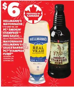 Independent Grocer HELLMANN'S MAYONNAISE 710-890 ML OR, PC SMOKIN' STAMPEDE BBQ SAUCE BBQ SAUCE 1 L offer