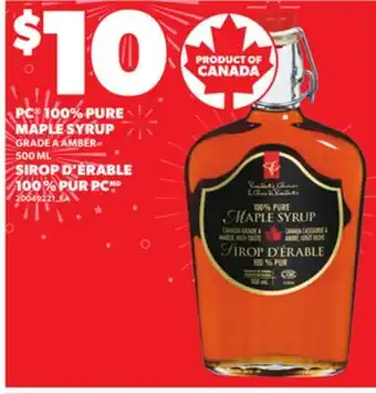 Independent Grocer PC 100% PURE MAPLE SYRUP GRADE A AMBER, 500 ML offer