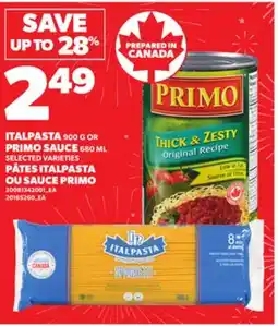 Independent Grocer ITALPASTA, 900 G OR PRIMO SAUCE, 680 ML offer