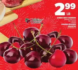 Independent Grocer JUMBO RED CHERRIES, 6.59/KG offer