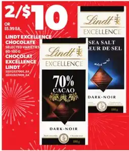 Independent Grocer LINDT EXCELLENCE CHOCOLATE, 80-100 G offer
